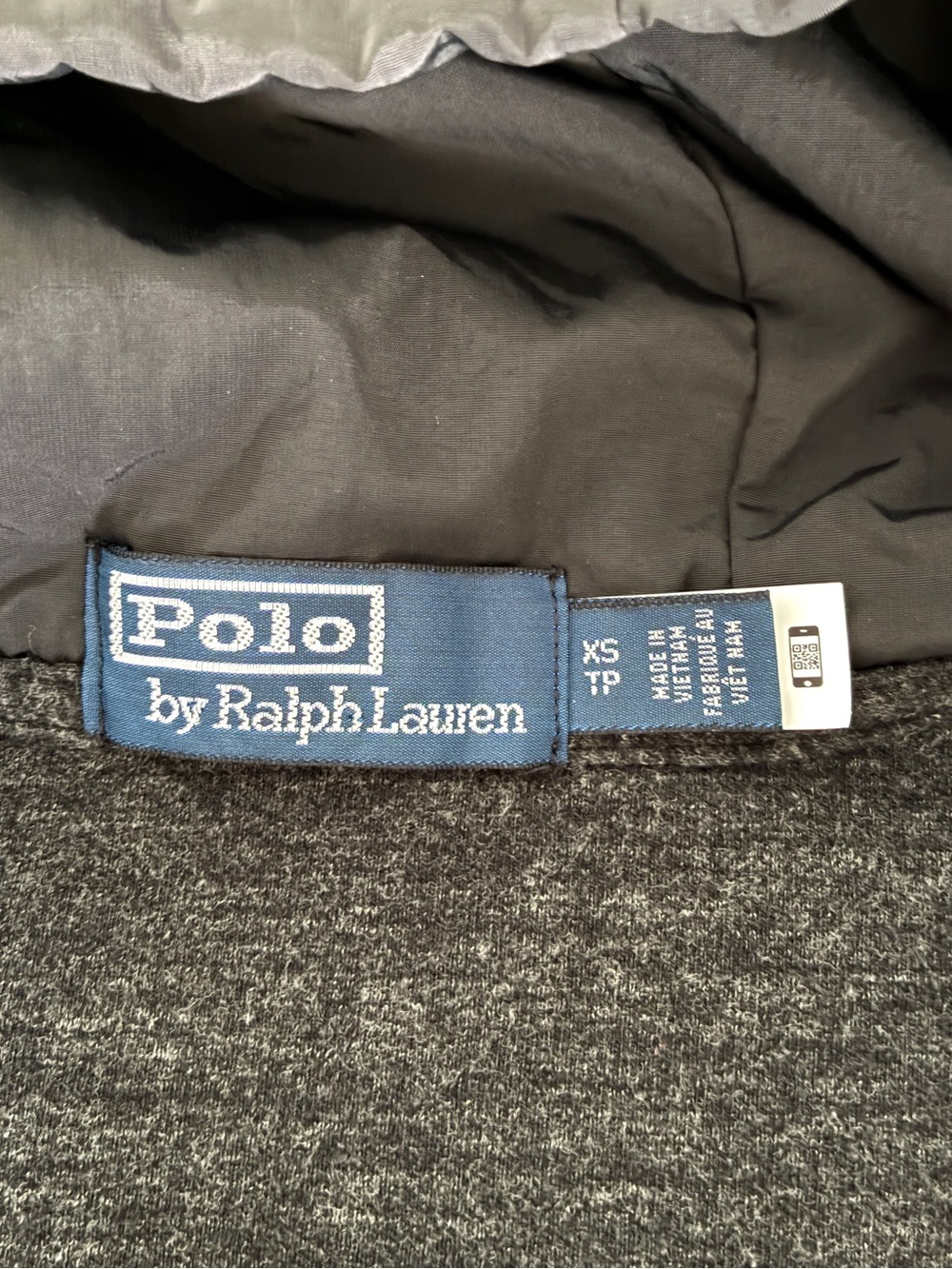 Polo Ralph Lauren Quilted Full Zip Hoodie Women XS Black Gray Hybrid Jacket - Picture 11 of 13